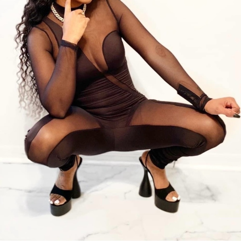 Sheer Black Mesh Jumpsuit (NEW)
